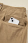 Camel Corduroy Buttoned Front Faux Pockets Mini Skirt