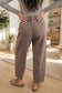 Coffee Mineral Wash Seam Detail Elastic Waist Barrel Pants