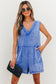 Sky Blue Mineral Wash Pocketed Sleeveless V Neck Loose Romper