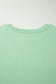 Mist Blue Solid Color Ribbed Trim Short Sleeve Top Drawstring Loose Pants 2pcs Outfit
