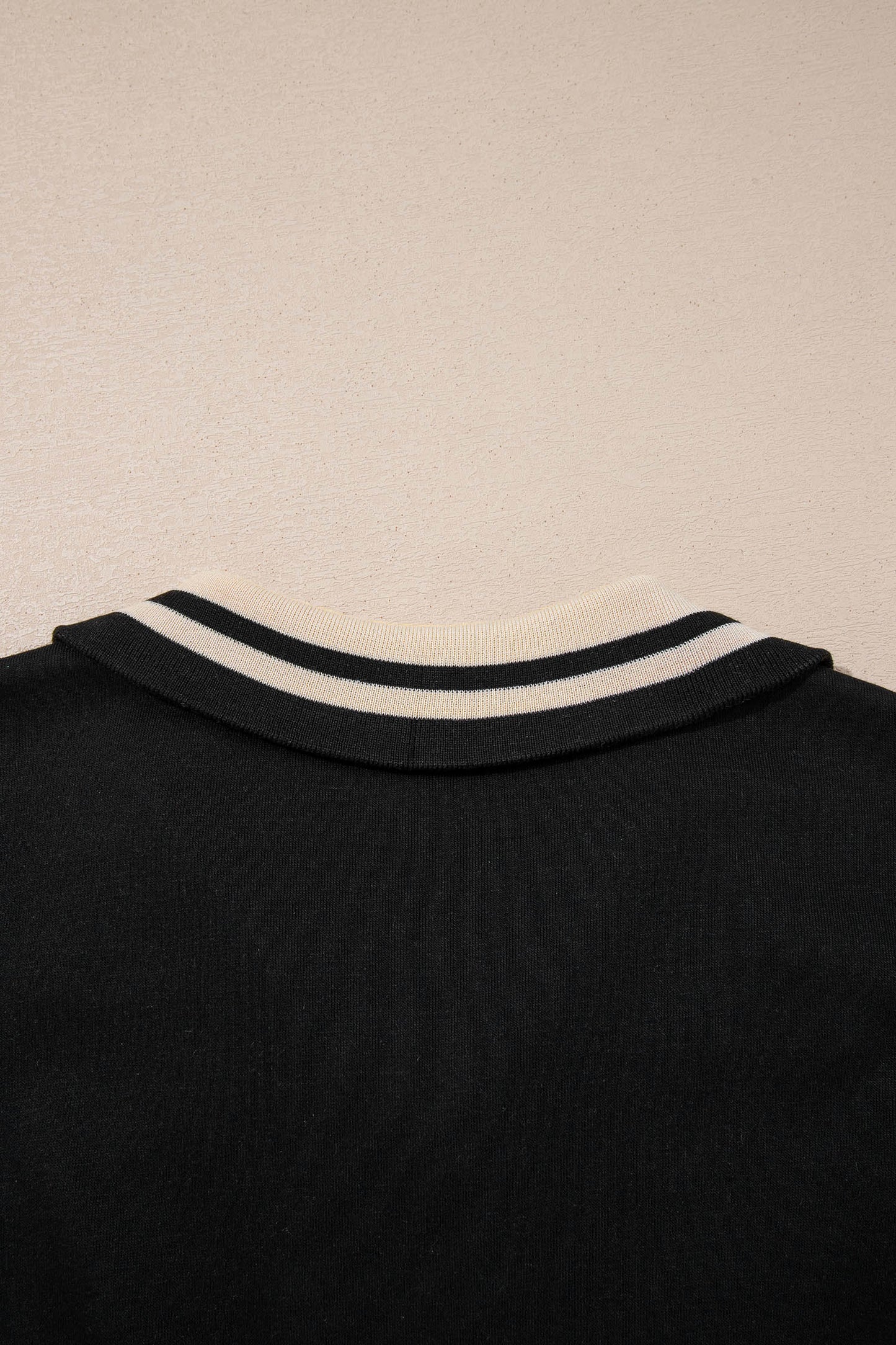 Black Striped Webbing Trim Preppy Polo Tee Dress