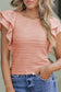 Casual Wavy Textured Ruffle Sleeve Top