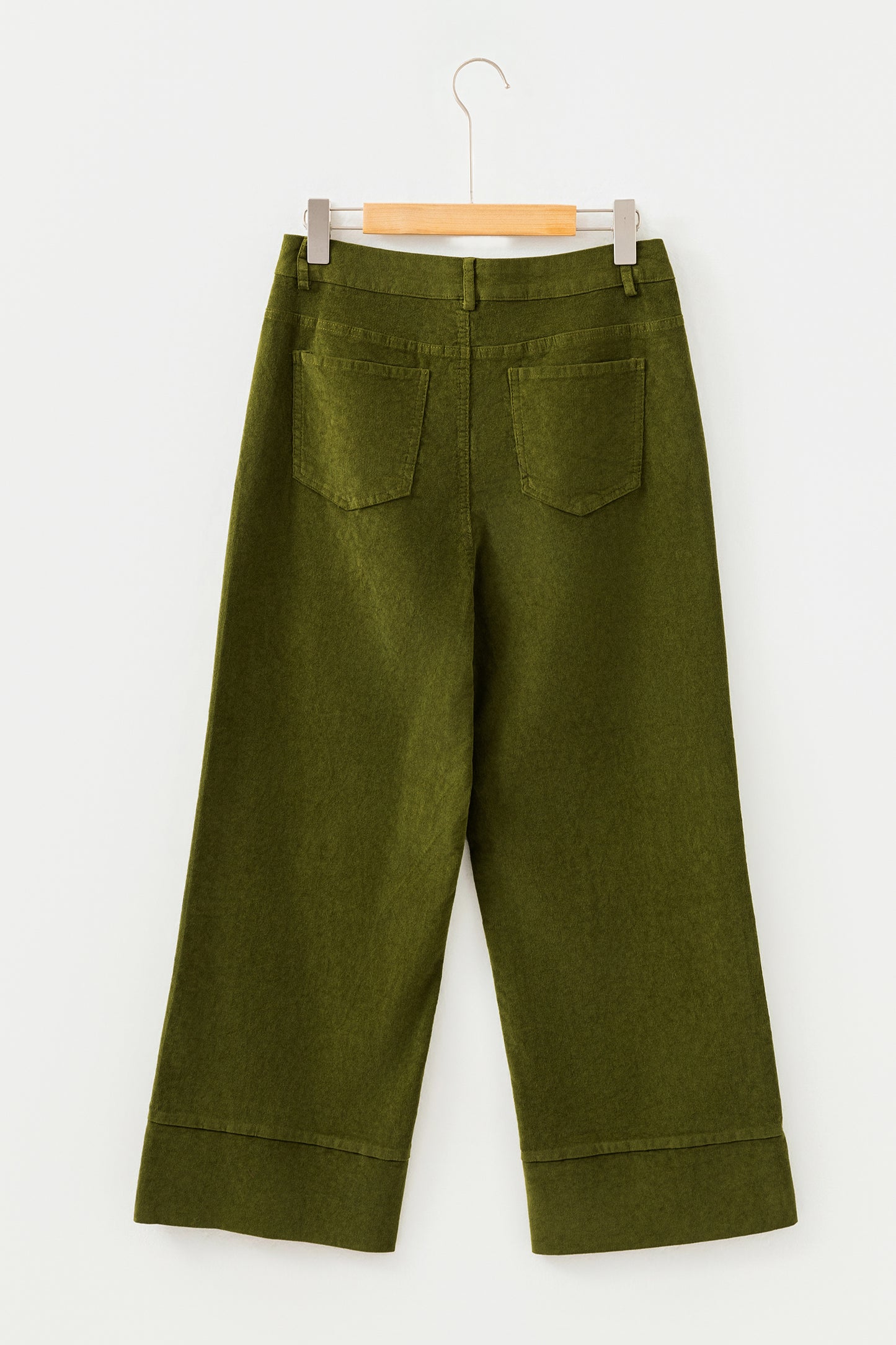 Burgundy Corduroy Solid Color High Waist Wide Leg Pants