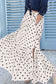White Polka Dot Ruffled Slit Maxi Skirt
