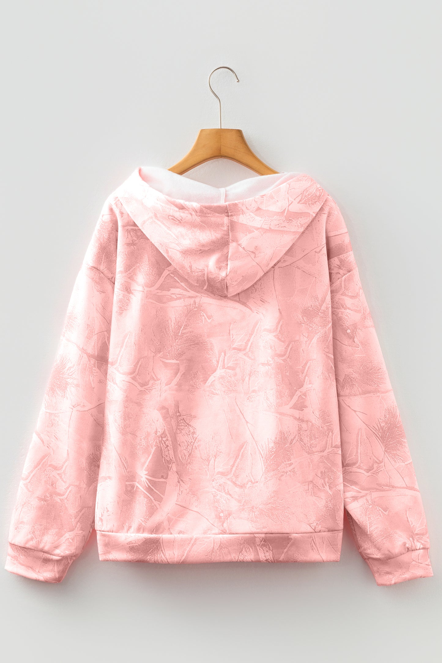 Gray Camouflage Woodland Print Oversized Sporty Hoodie