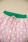 Sky Blue Polka Dot Contrast Trim Long Sleeve Top Drawstring Shift Pants Set