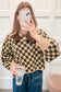 Multicolour Drop Shoulder Plaid Knit Long Sleeve Sweater
