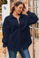 Light Grey Cable Texture Puff Sleeve Loose Shacket