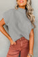 Dark Blue Patch Pocket Ribbed Knit Short Sleeve Sweater