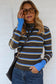 Chicory Coffee Ribbed Knit Contrast Cuff Henley Button Sweater