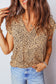 Apricot Cheeath Print Frilled V Neck Shirred Detail Short Sleeve Blouse