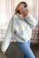 Pink Floral Quilted Half Button Pocketed Pullover Sweatshirt