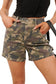 Green Camouflage High Rise Denim Shorts