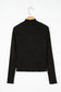 Black Ribbed Knit Lettuce Trim High Neck Long Sleeve Top