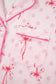Pink Bow Print Contrast Pipping Short Pajamas Set
