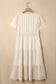 Apricot Plus Size V Neck Lacy Embroidery Patchwork Short Sleeve Maxi Dress