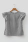 Black Stripe Striped Ruffle Sleeve Short Sleeve Round Neck Casual Shift Blouse