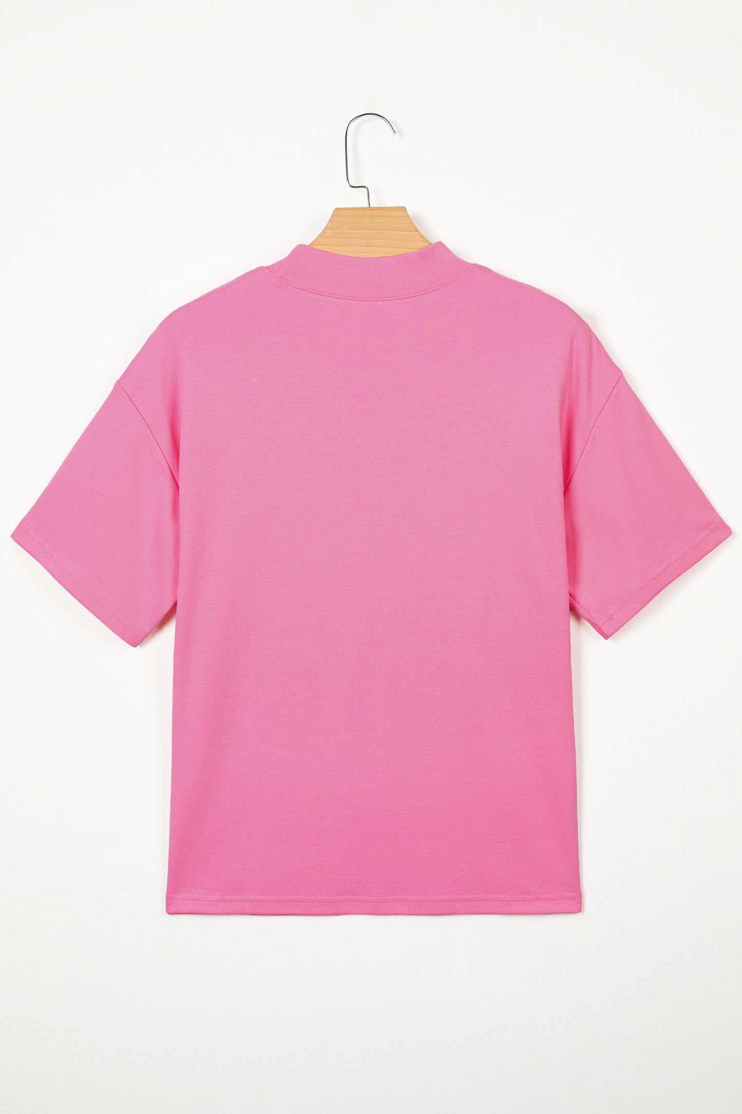 Sachet Pink Solid Color High Neck Oversize Tee