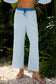 White Stripe Collared Pullover Top and Drawstring Pant Set
