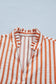 Brown Stripe Pinched V Neck Turn-up Cuffs Shift Mini Dress