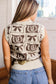 Brown Western Horseshoe Bow Printed V Neck Loose Sweater Vest