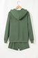 Black Button Drawstring Hooded Pullover and Casual Short Set