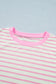 Pink Stripe Ruffled Short Sleeve Patchwork Blouse