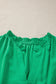 Clearly Aqua Solid Color V Neck Short Puff Sleeve High Waist Tiered Maxi Dress