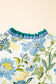 Sky Blue Plus Size Frilled V Neck Short Sleeve Floral Blouse