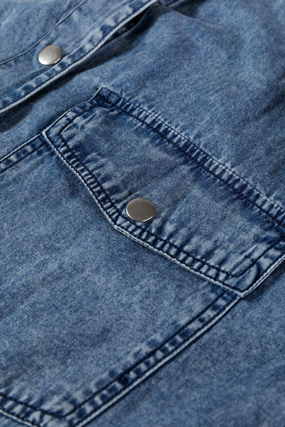 Medium Grey Beau Chest Pocket Raw Hem Denim Loose Shirt Dress