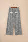 Gray Animal Print Wide Leg Terry Knit Pants