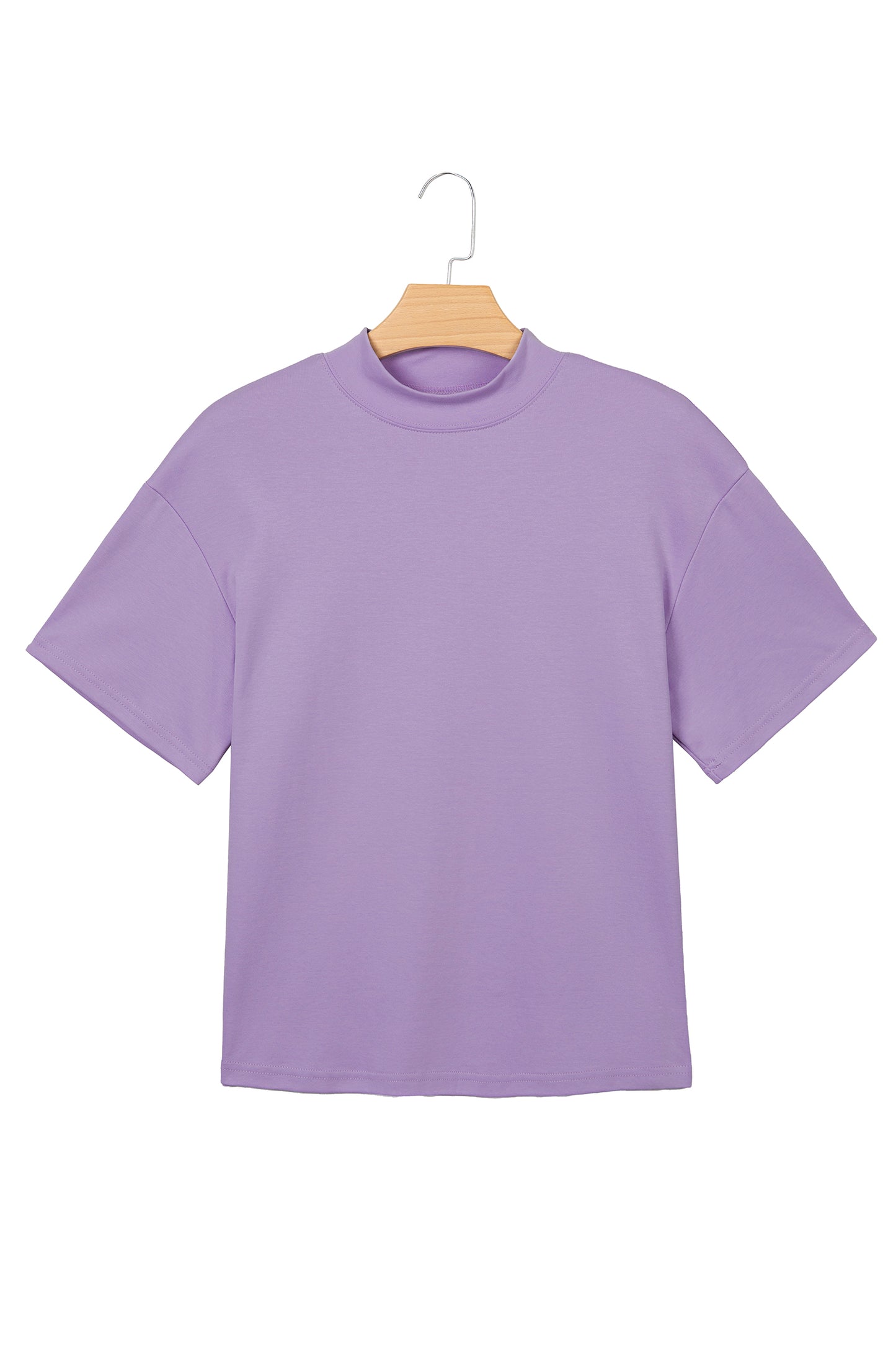 Sachet Pink Solid Color High Neck Oversize Tee