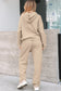 Parchment Leopard Drawstring Pullover Hoodie and High Waist Pants Corduroy Suit