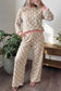Sky Blue Polka Dot Contrast Trim Long Sleeve Top Drawstring Shift Pants Set