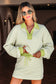 Red Stripe Collared V Neck Drop Shoulder Pullover and Skort 2pcs Outfit