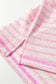 Apricot Stripe Textured Knit Split Hem Half Sleeve Loose Top