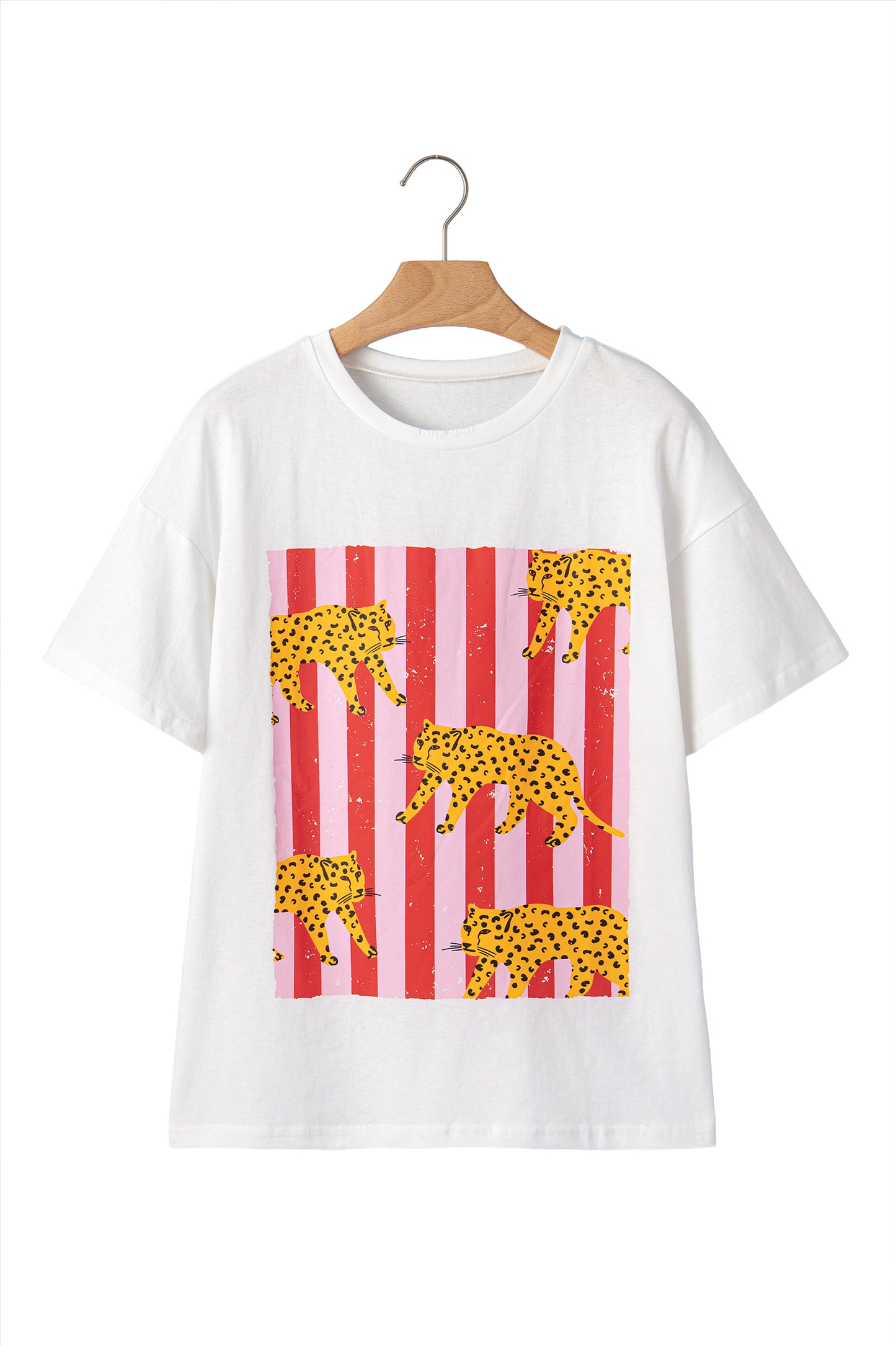 Dark Grey Cheetah Striped Print Retro Fashion Graphic Tee
