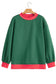 Brown Colorblock Polka Dot Contrast Trim Oversized Sweatshirt