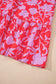 Red Floral Three Quarter Sleeves Ruffle Hem Mini Dress