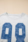 Light Grey Faded Varsity Print Loose Pullover Top