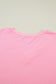 Bonbon V Neck Pleated Short Puff Sleeve Plus Size Blouse