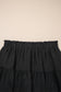 Black Plus Size Frilled Elastic Waist Lace Trim Boho Ruffled Shorts