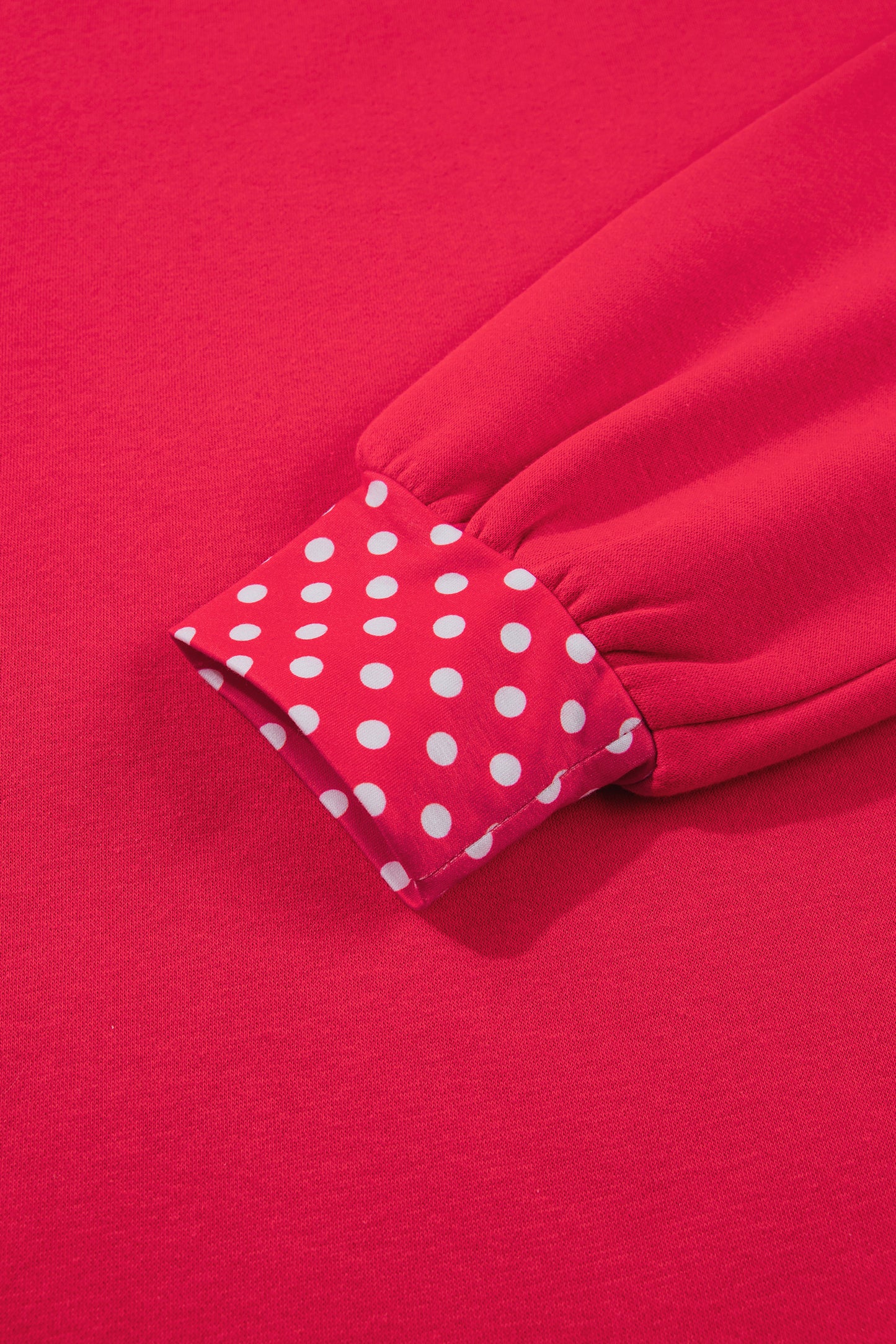 Brown Colorblock Polka Dot Contrast Trim Oversized Sweatshirt