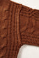 Coffee Solid Color Cable Knit High Neck Loose Pullover Sweater