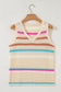 Khaki Stripe Textured Knit V Neck Sweater Vest