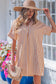 Brown Stripe Pinched V Neck Turn-up Cuffs Shift Mini Dress