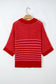 Black Stripe 3/4 Draped Sleeve Slouchy Sweater