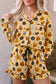 Orange Long Sleeve Ruffle Pumpkin Face Print Two Piece Lounge Set