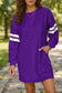 Sky Blue Varsity Contrast Banded Sleeve Shift Sweatshirt Dress