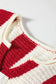 Red Stripe Colorblock V Neck Bracelet Sleeve Sweater